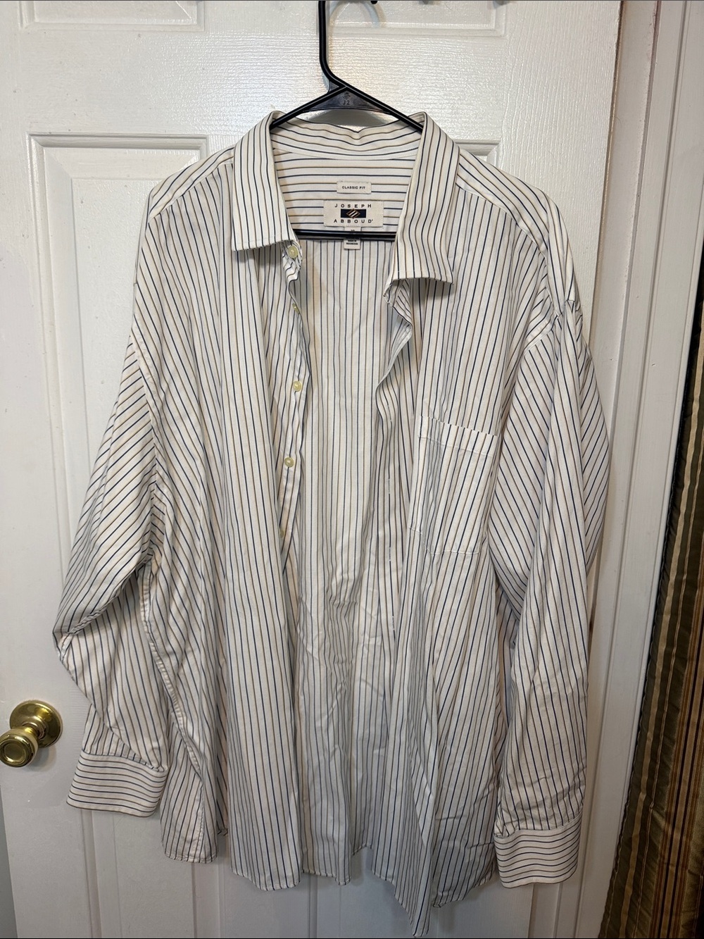 Joseph Abboud White Dress Shirt with Navy Pinstripes